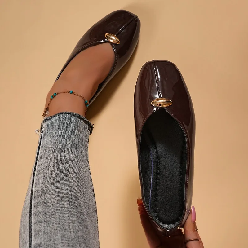 

Women Flats Comfortable Round Toe Concise Design Ballet Shoes Shallow Mouth Slip on Loafers Vinatage Casual Female Sneakers