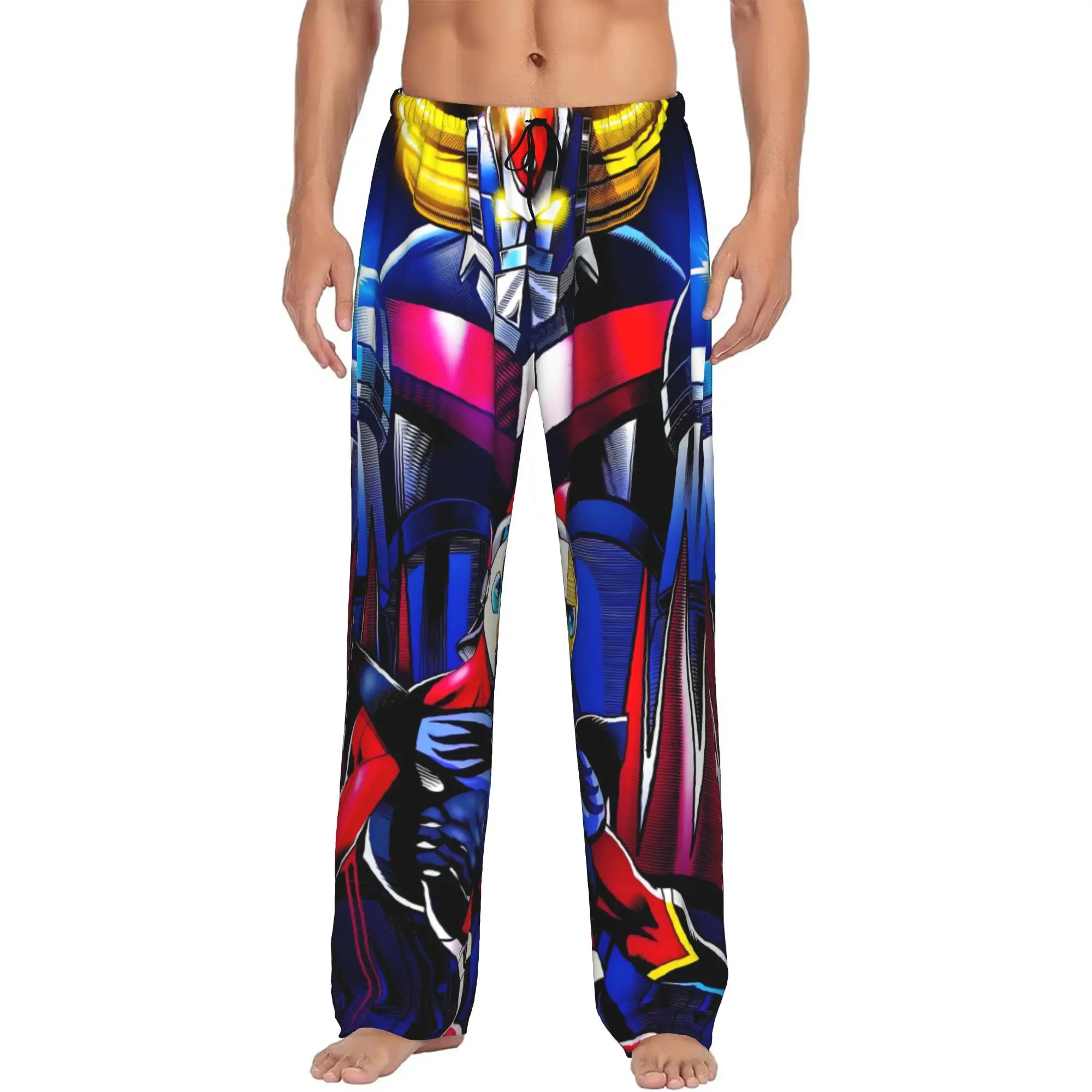 Custom G-Grendizer Pajama Pants Men Robot Manga Lounge Sleep Drawstring Sleepwear Bottoms with Pockets - view 2