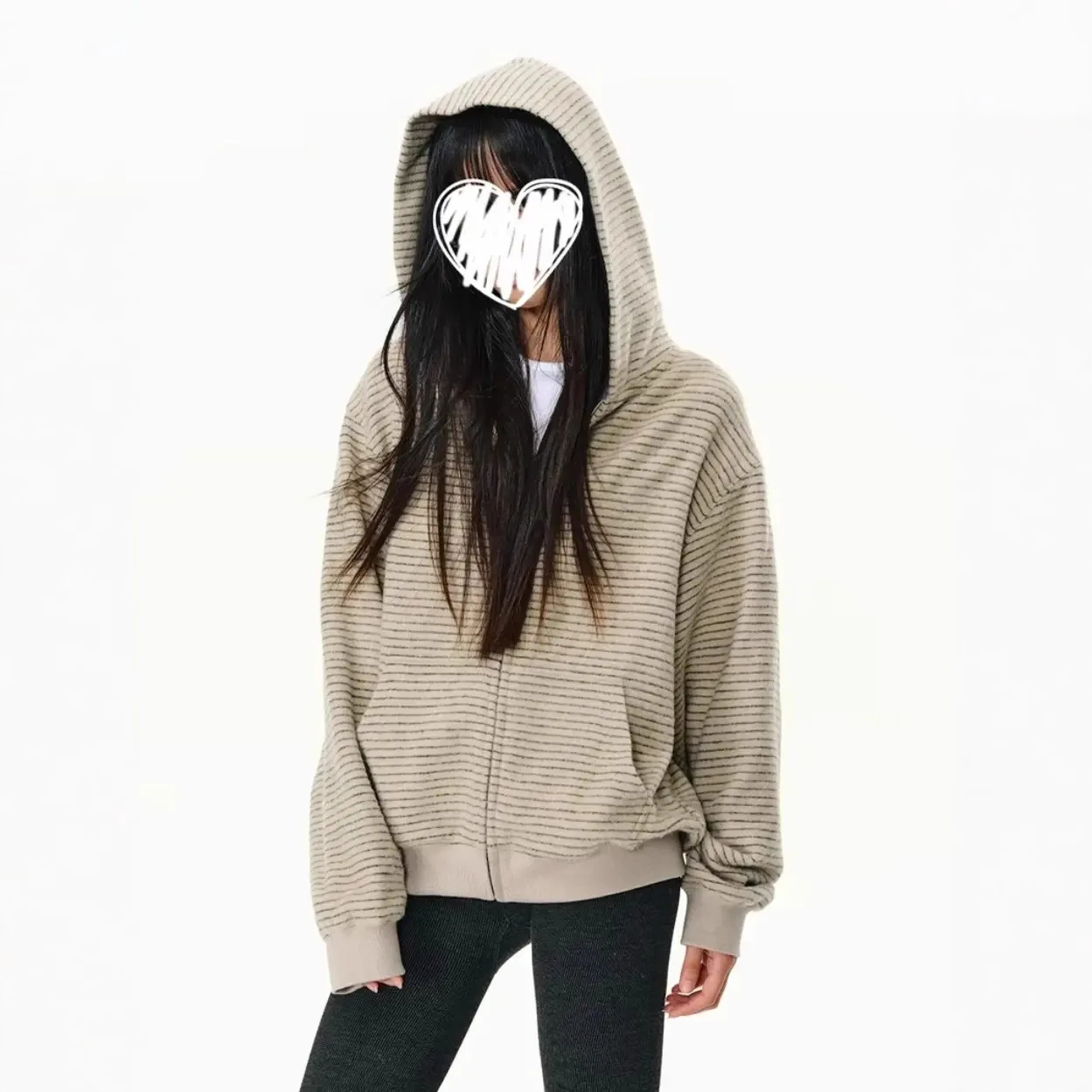 

Flame Mountain Striped Hooded Zipper Jacket for Men and Women 2025 New Small-batch Design Casual Loose-fitting American Cardigan