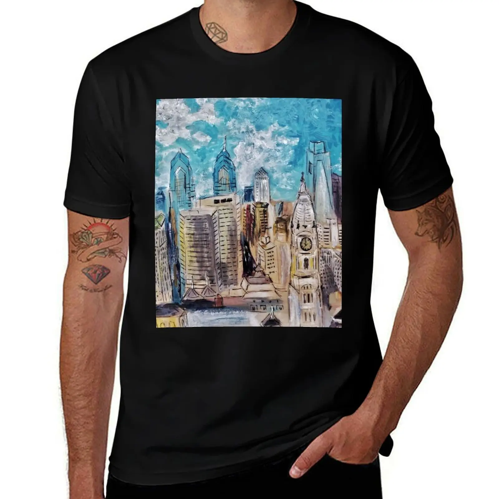 Philly Skyline T-Shirt Funny t-shirts Louboutins oversized graphic tee mens t shirt graphic