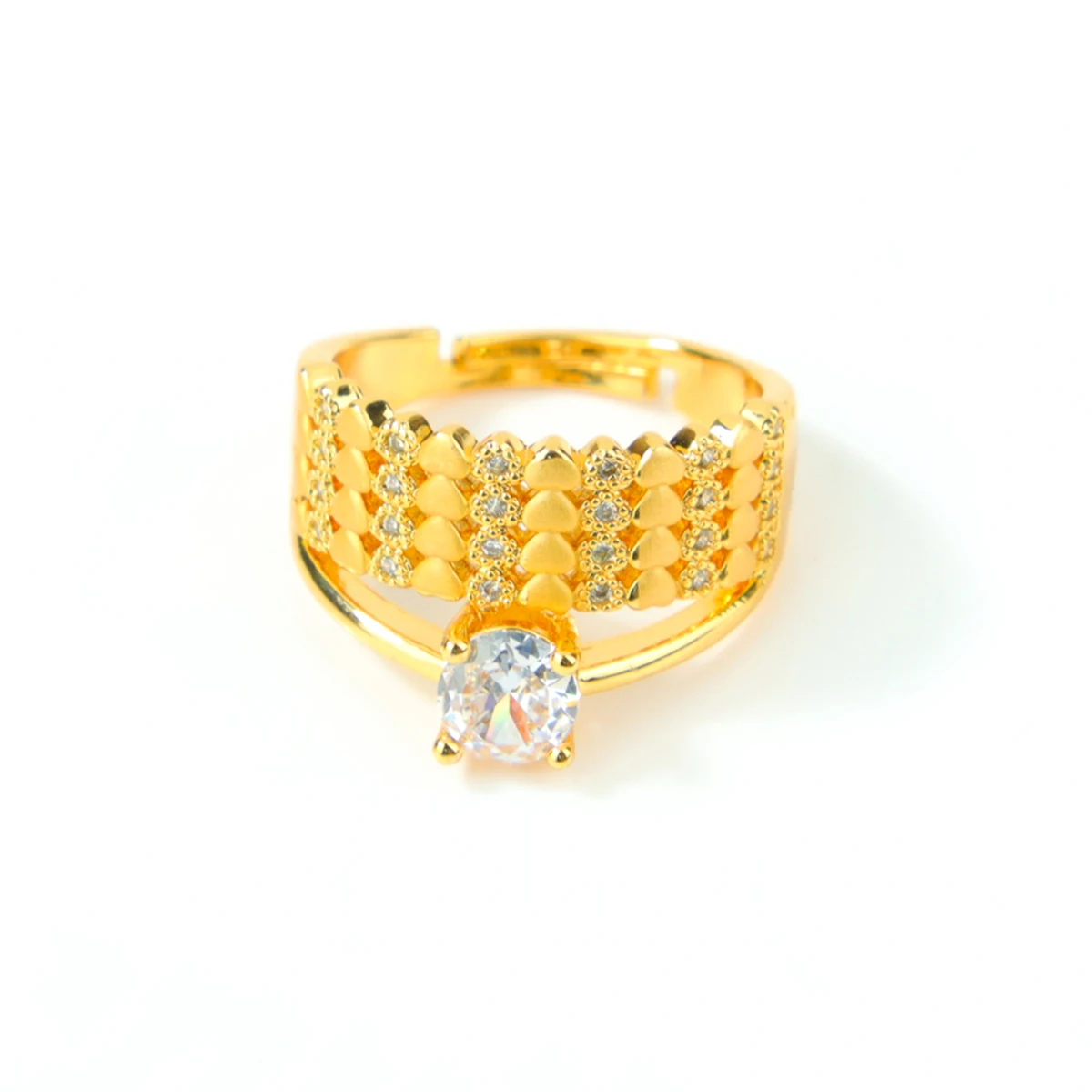 Dubai Mode Kubische Zirkonia Ringe 21k Vergoldet Arabische Braut Hochzeit Luxuriöse Paarringe Nigeria Damen Party Schmuck – Detail 7