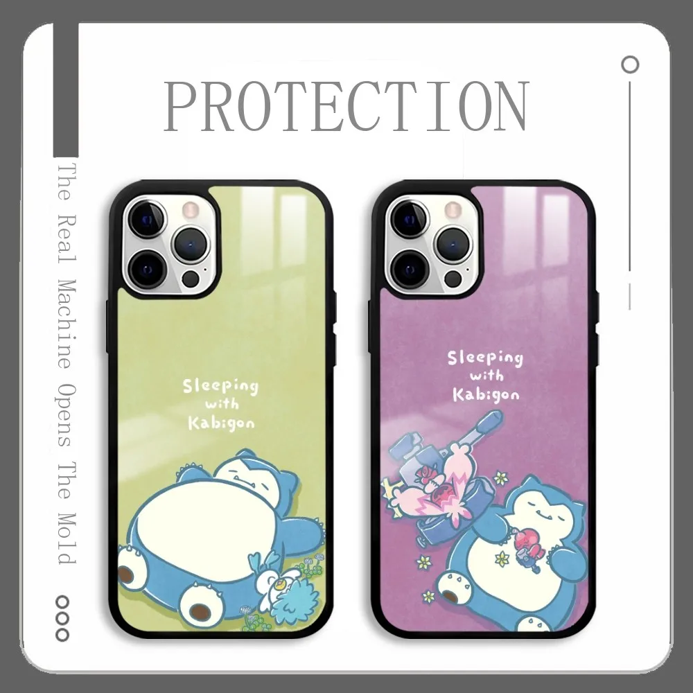 

Anime Cute Sleeping Snorlax Phone Case For IPhone 16 15 14 13 12 11 Pro Xs Max Mini Plus Celulares Hard Funda