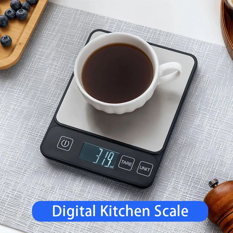 

Weighing Tool Stainless Steel LCD Digital Scale High Precision Black Electronic Scale 10kg/1g Multifunctional Food Scale Baking