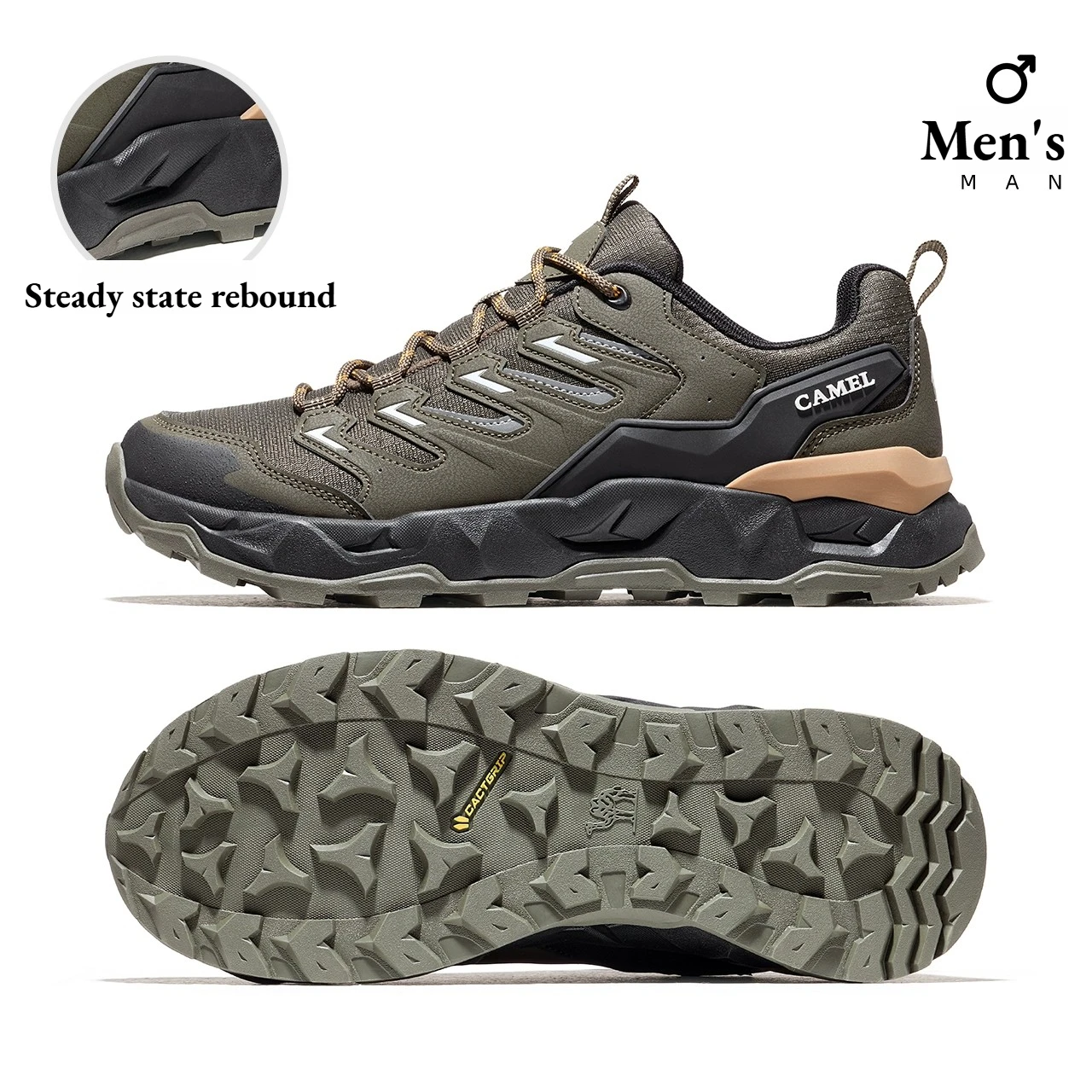 Golden Camel Men's Hiking Shoes All-terrain Outdoor Sneakers 2026 Autumn Breathable Wear-resistant Mesh Non-slip Travel Shoes