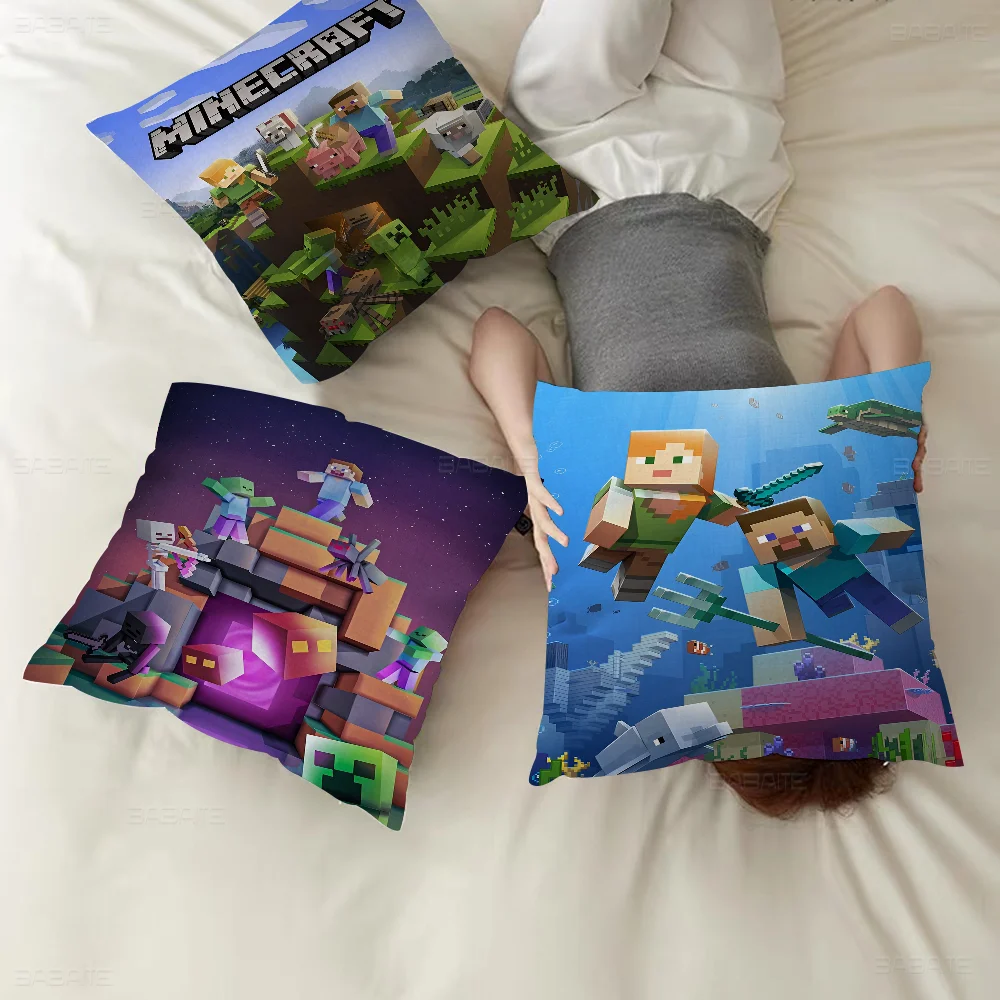 Juego Mine y M-MINECRAFTES funda de almohada sofá funda de cojín decoración de la habitación del hogar regalo para niños