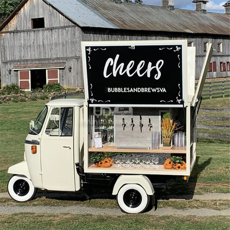 Vintage Piaggio Ape Bar Food Truck Mobile Food Truck Tuk Tuk Outdoor Snack Drink Cart and Electric Car for Coffee