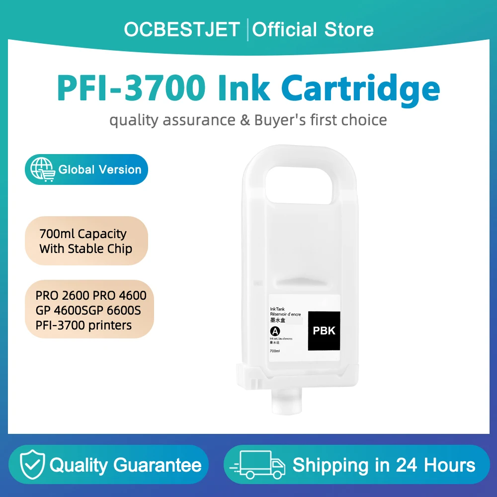 

PFI-3700 PFI-2700 Refillable Ink Cartridge With Chip for Canon PFI-3700 for Canon PRO 2600 PRO 4600 GP4600S GP6600S Printers