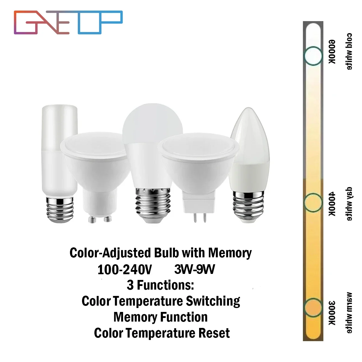 

5PCS LED Color-adjusted Bulb AC120V/AC220V 3W-9W CCT, Memory Function, Color Temp Reset Light For Interiors Lighting