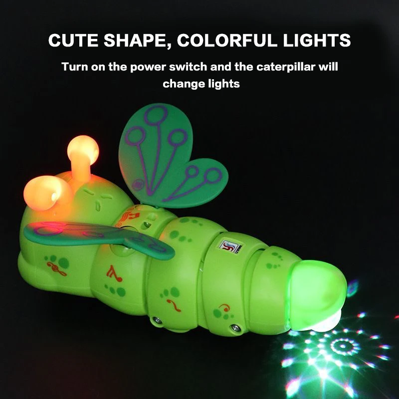 Jouet chenille électrique rampante pour enfants, lumières colorées, musique dynamique, cadeau de vacances pour bébés