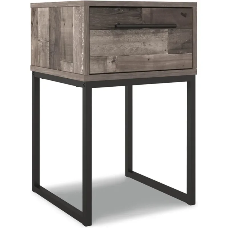 

Neilsville Industrial 1 Drawer Nightstand with Metal Legs, 26" Tall,