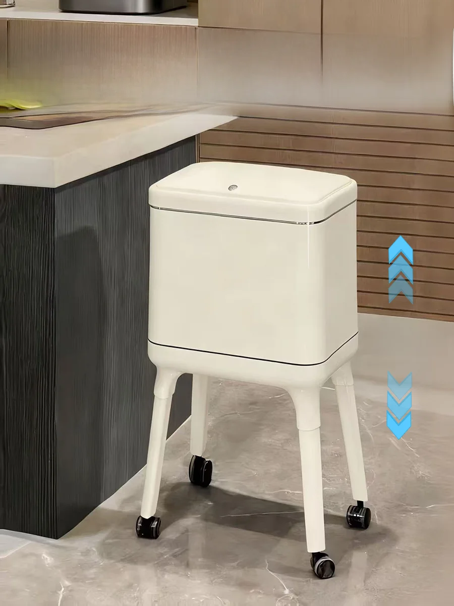 

No-Bend Waist High Foot Kitchen Trash Can Compostable Cover Large Size 20L Plastic Rectangular Shape Household Garbage Can