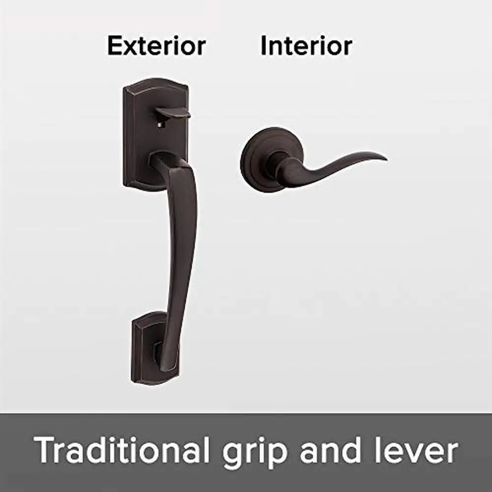 Entry Handleset Lever Combo Reversible Non-Locking Interior Exterior American Made Adjustable Latch Venetian Bronze Classic