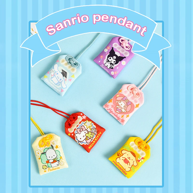 Kawaii Sanrio Omamori Pendant Cute Pompompurin Cinnamoroll Hello Kitty Kuromi Cartoon Good Luck Pendant Creative Girl Gifts