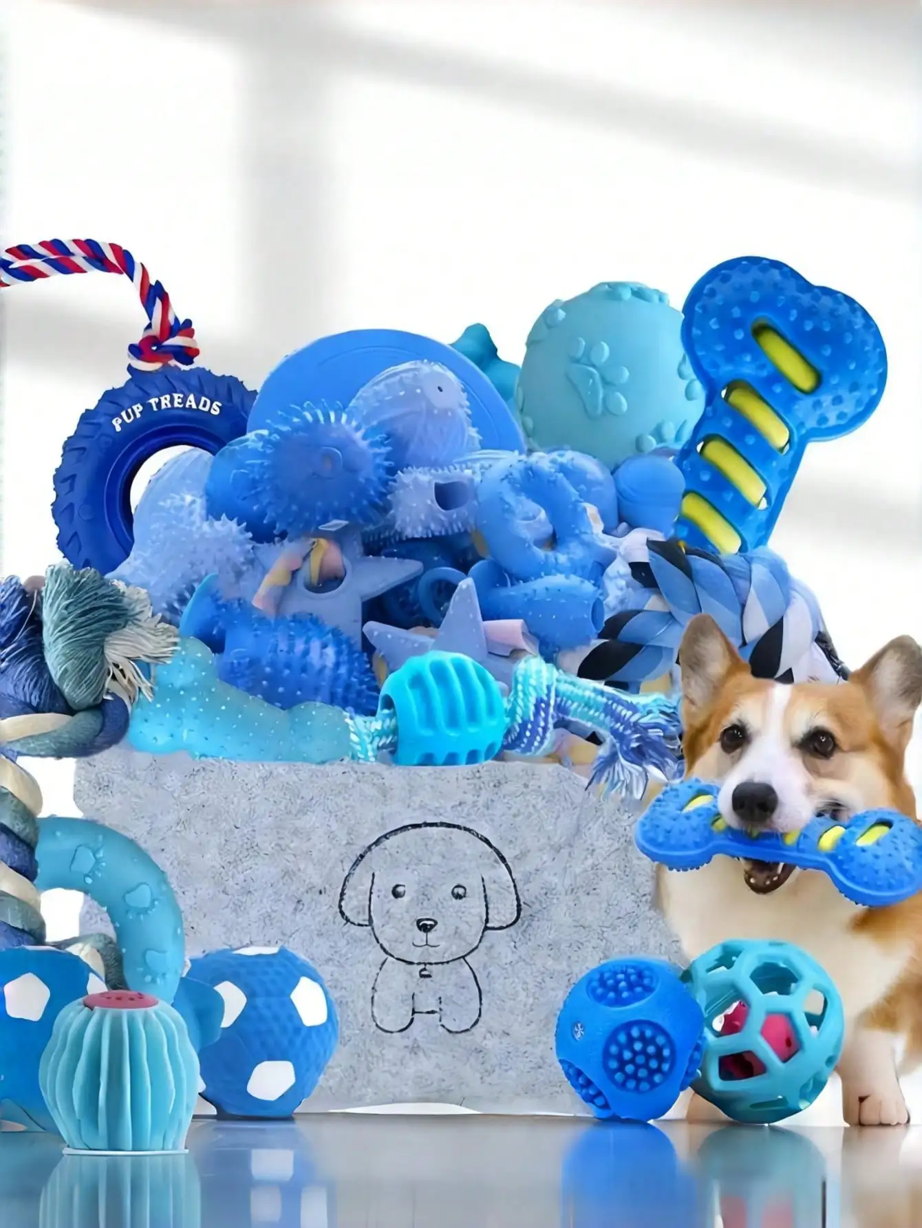 

4/8pcs Pet Toy Set, Cute Blue Dog Chew Toys, Dog Rope Toys, Dog Ball Toys, Suitable For Dogs, Interactive Toys For Dogs