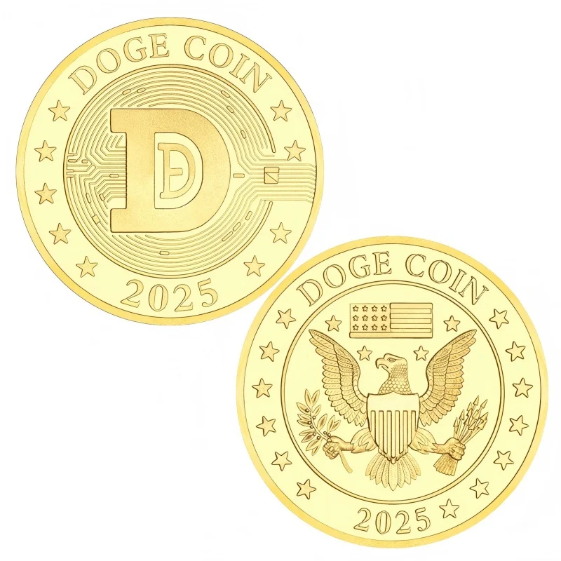 وصل حديثًا لعام 2025 عملة دوجي تذكارية مطلية بالذهب مجموعة النسر الأمريكي دوجي عملات مشفرة