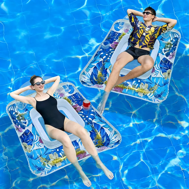 

Adult Glitter Mesh Inflatable Floating Mattress Eco-Friendly PVC Thickened Foldable Water Lounger Outdoor Swimming Pool Beach