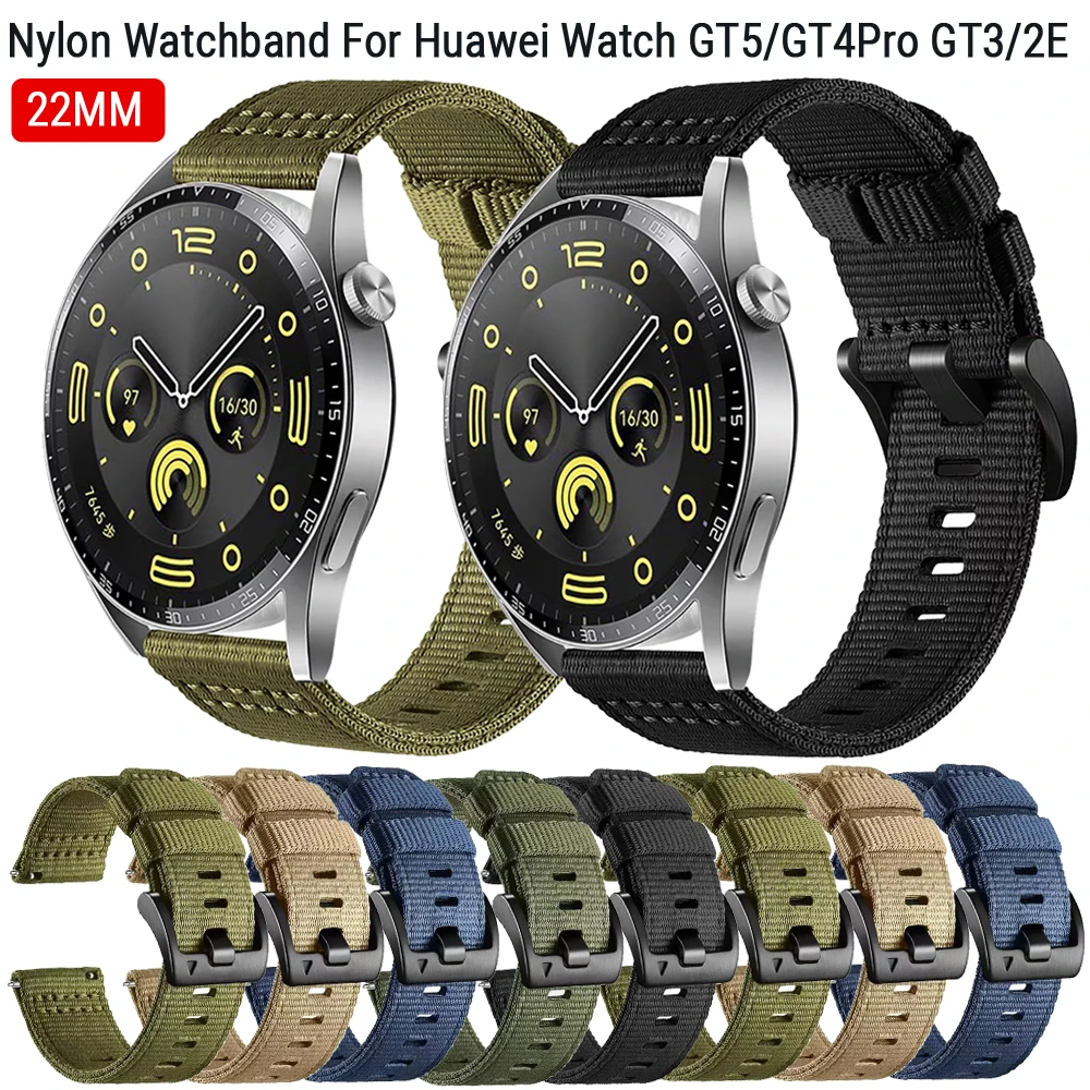 

Универсальный нейлоновый ремешок 22 мм для часов Huawei Watch GT5 4/3/Pro 46 мм для Garmin Venu 3/2 Forerunner 265 255 Vivoactive 4, ремешок для часов
