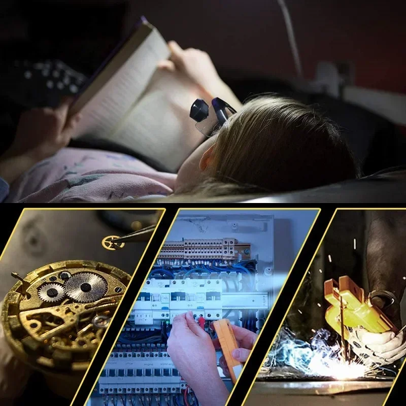LED Protective Night Vision Glasses Built-in CR2032 Button Battery Dust Proof and Anti Fog Work Lamp Adjustable Reading Light