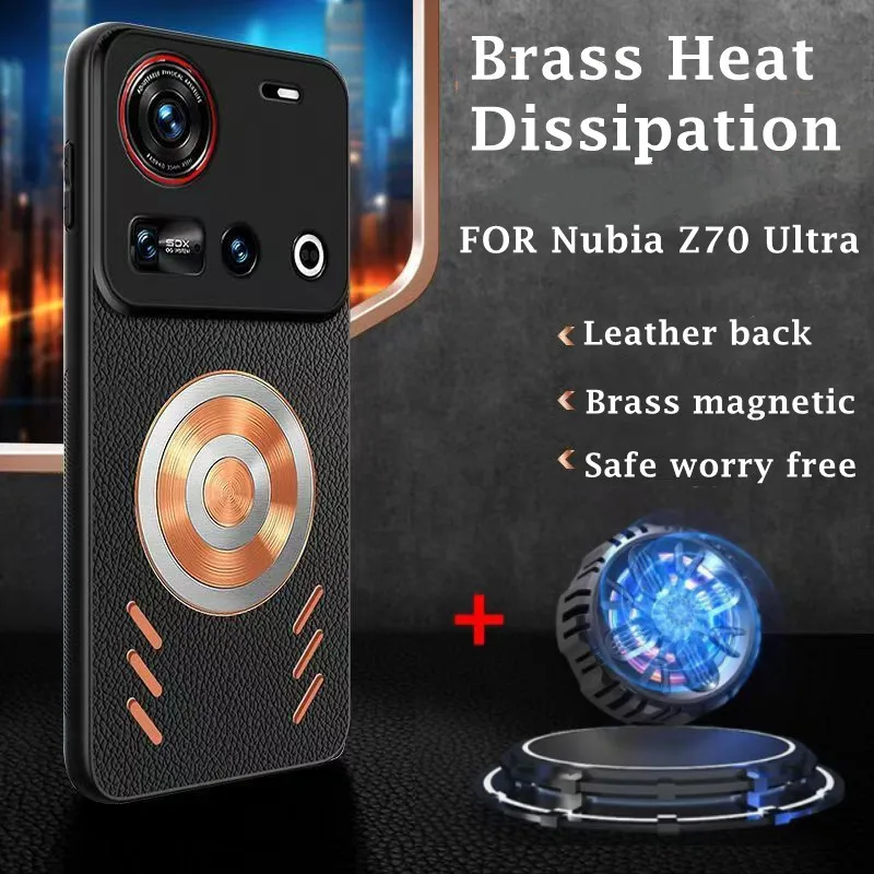 Cooling Heat Dissipation Copper Magnetic Cover For Nubia Z70 Ultra Metal Lens Protector Case For Nubia Z70 Ultra Leather Fundas