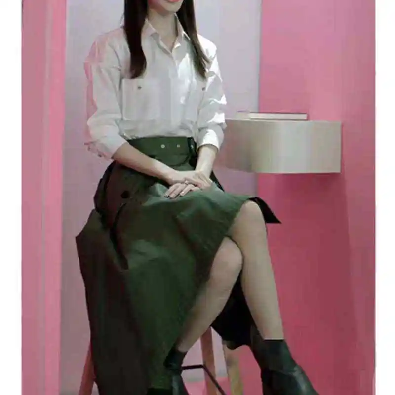 

Высокотемпераментная белая юбка Queen Fan, комплект из двух предметов, модный студенческий orm ort Sve Collar f на молнии