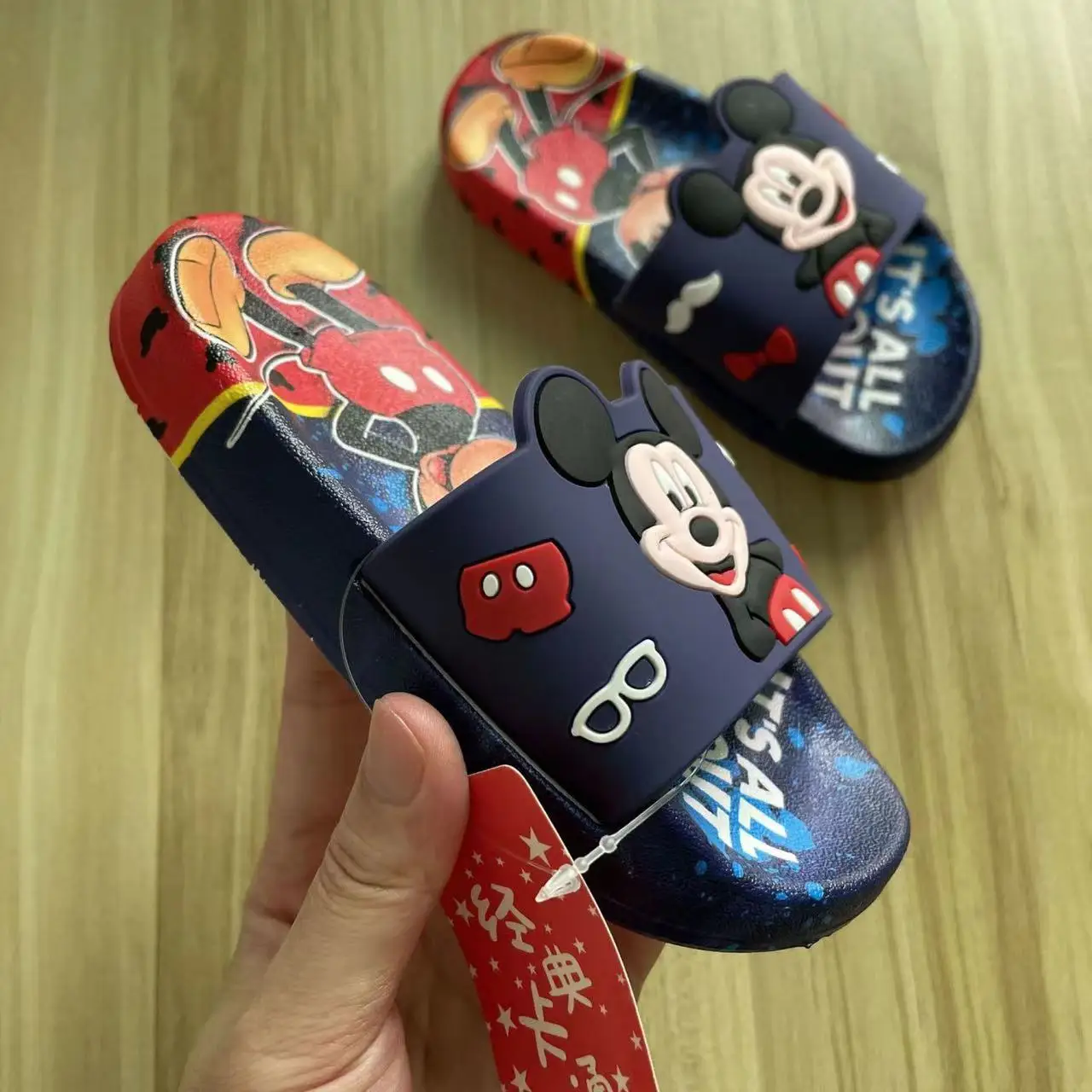 Summer Children Cartoon Mickey Minnie Mouse Print Beach Slippers Kids Boys Girls Flop Flip Indoor Soft Sandals Cute Shoes 26-35