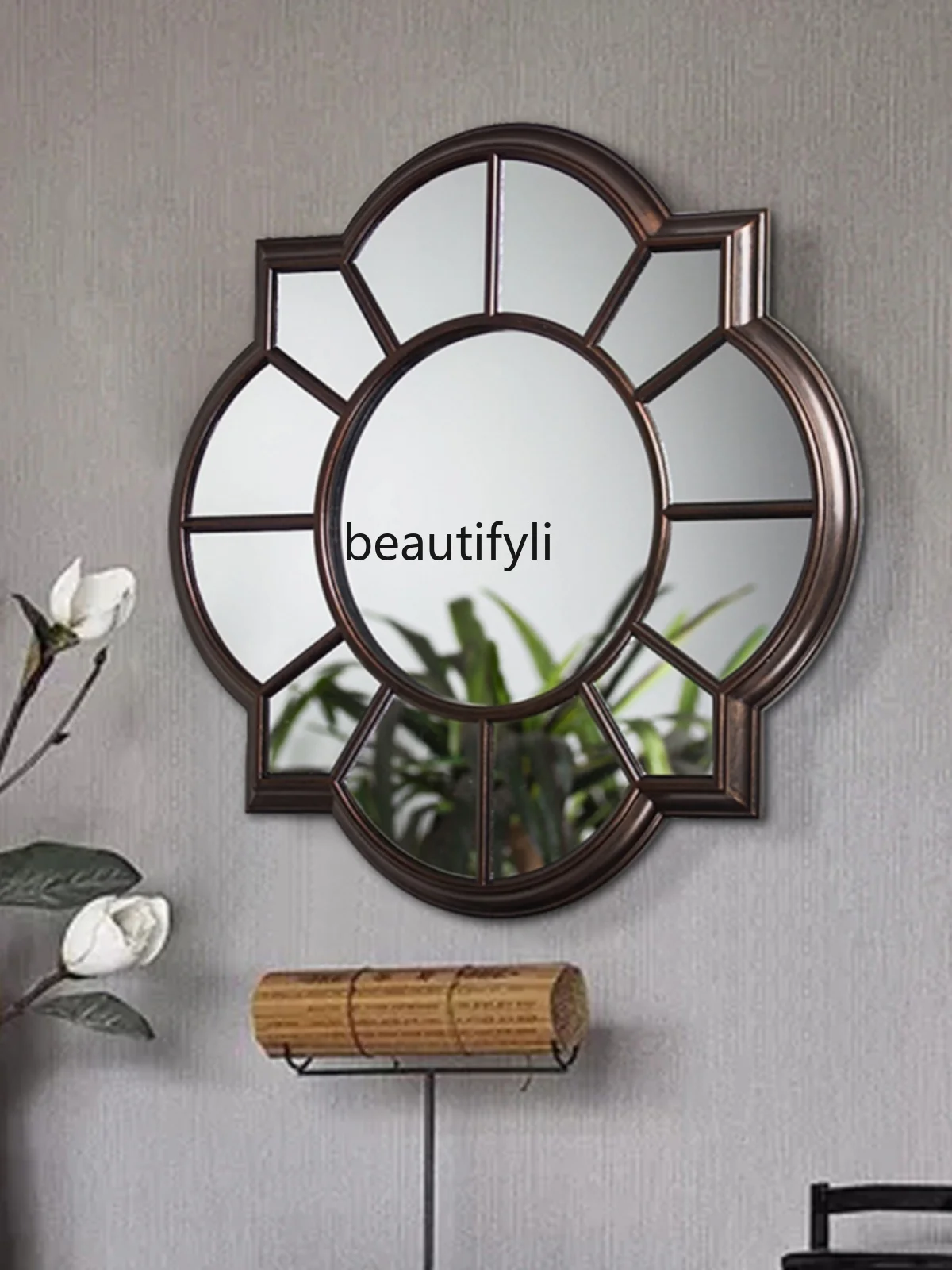 American style living room entrance soft decoration mirror wall creative window shaped mirror wall decoration art mirror