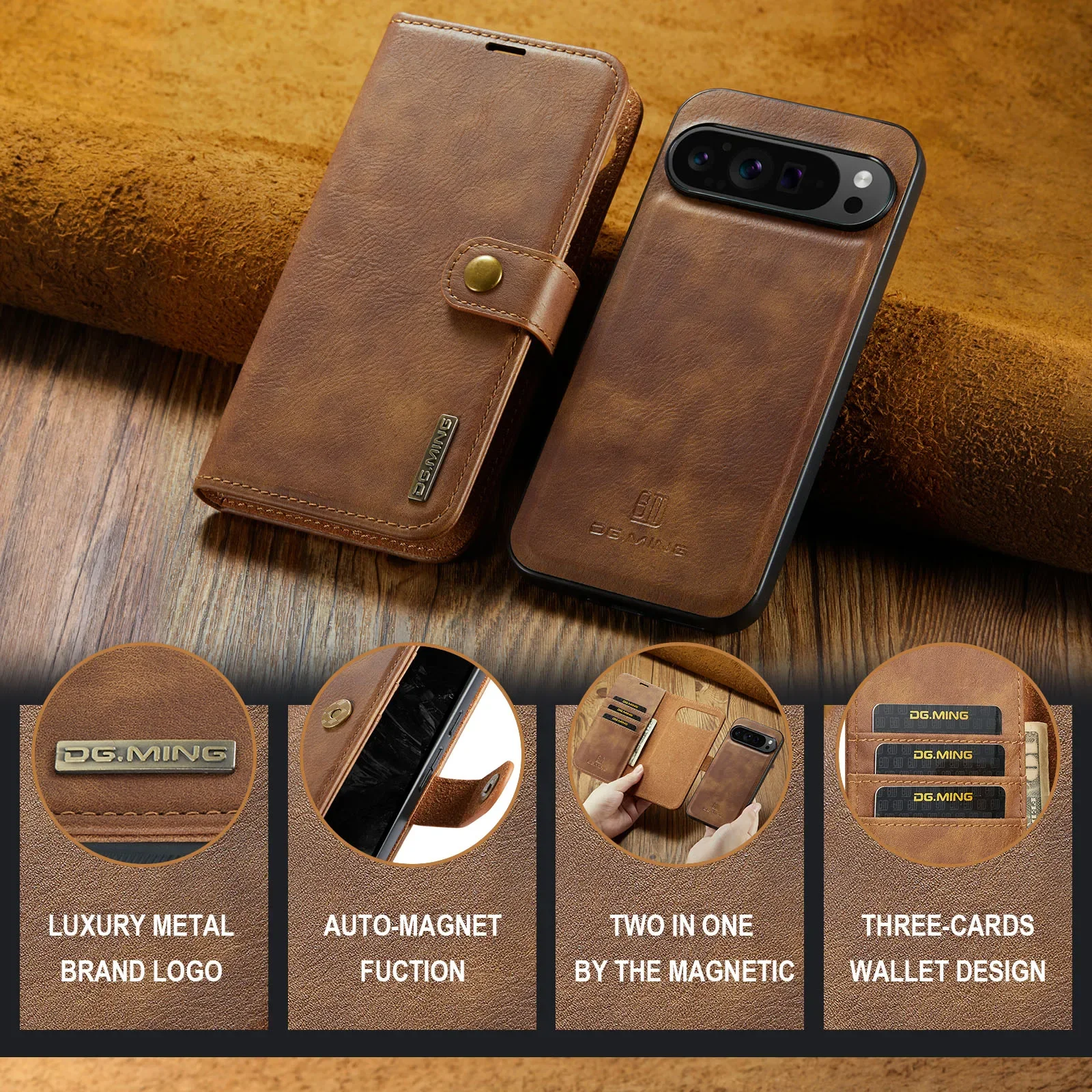 2 in 1 Detachable Cards Solt Wallet Leather Phone Case For Google Pixel 9 Pro XL 8A 7 7A 6 6A Magnetic Removable Bag Book Cover