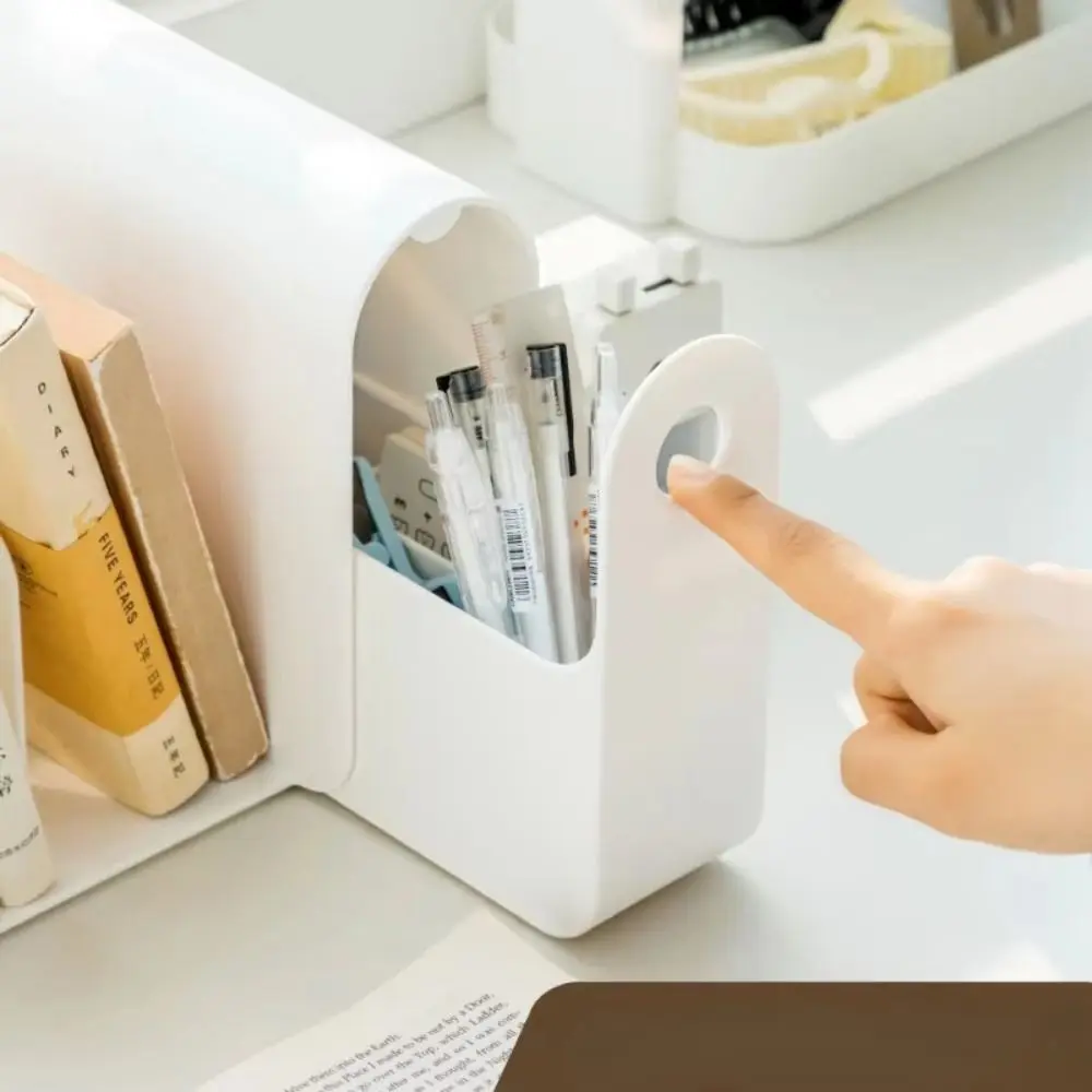 

Простой разделенный пластиковый подставка для книг с ящиками, органайзер для канцелярских принадлежностей, большая вместительная настольная книжная полка, износостойкая