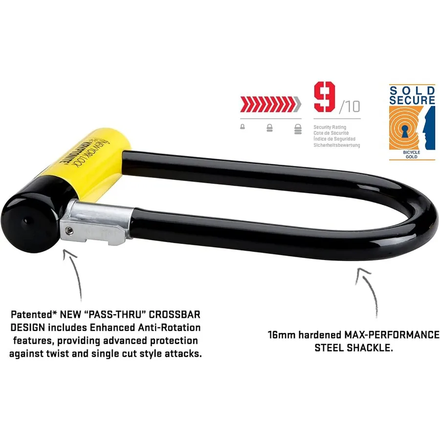 New York Standard Heavy Duty U-Lock, 16mm Anti-Theft Bike Lock