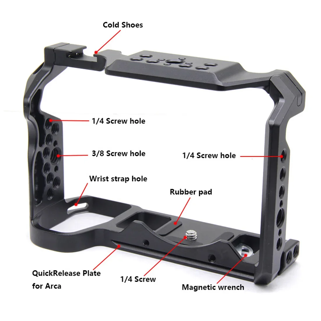 Imagem -02 - Lumix s5 Câmera Gaiola com Cold Shoe Mount Alumínio Completo Buracos para Anexar Monitor de Luz Led Vlogging Buracos 8