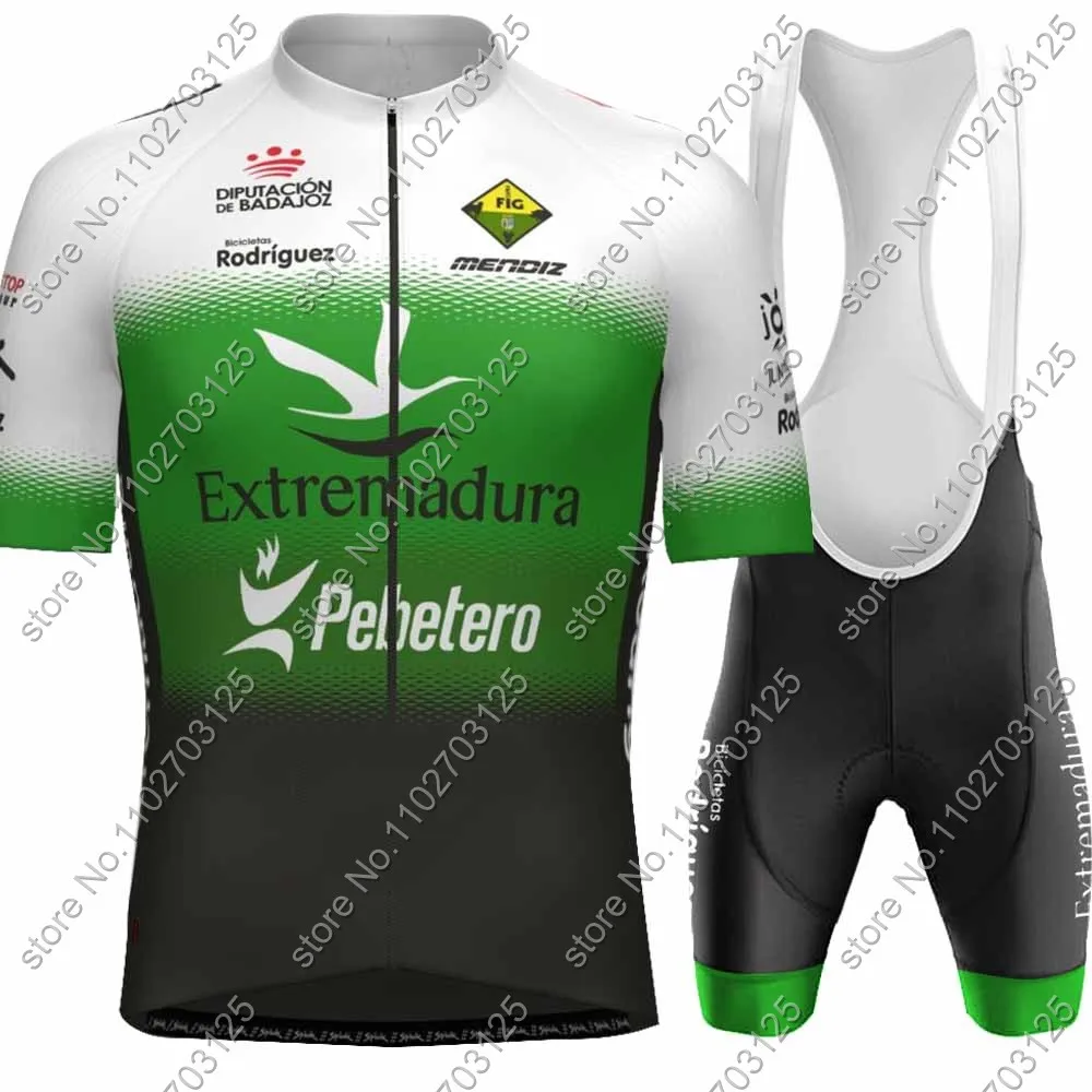 Extremadura Pebetero 2024 Cycling Jersey Set Short Sleeve Green Spain Clothing Road Bike Shirts Suit Bicycle Shorts MTB Maillot