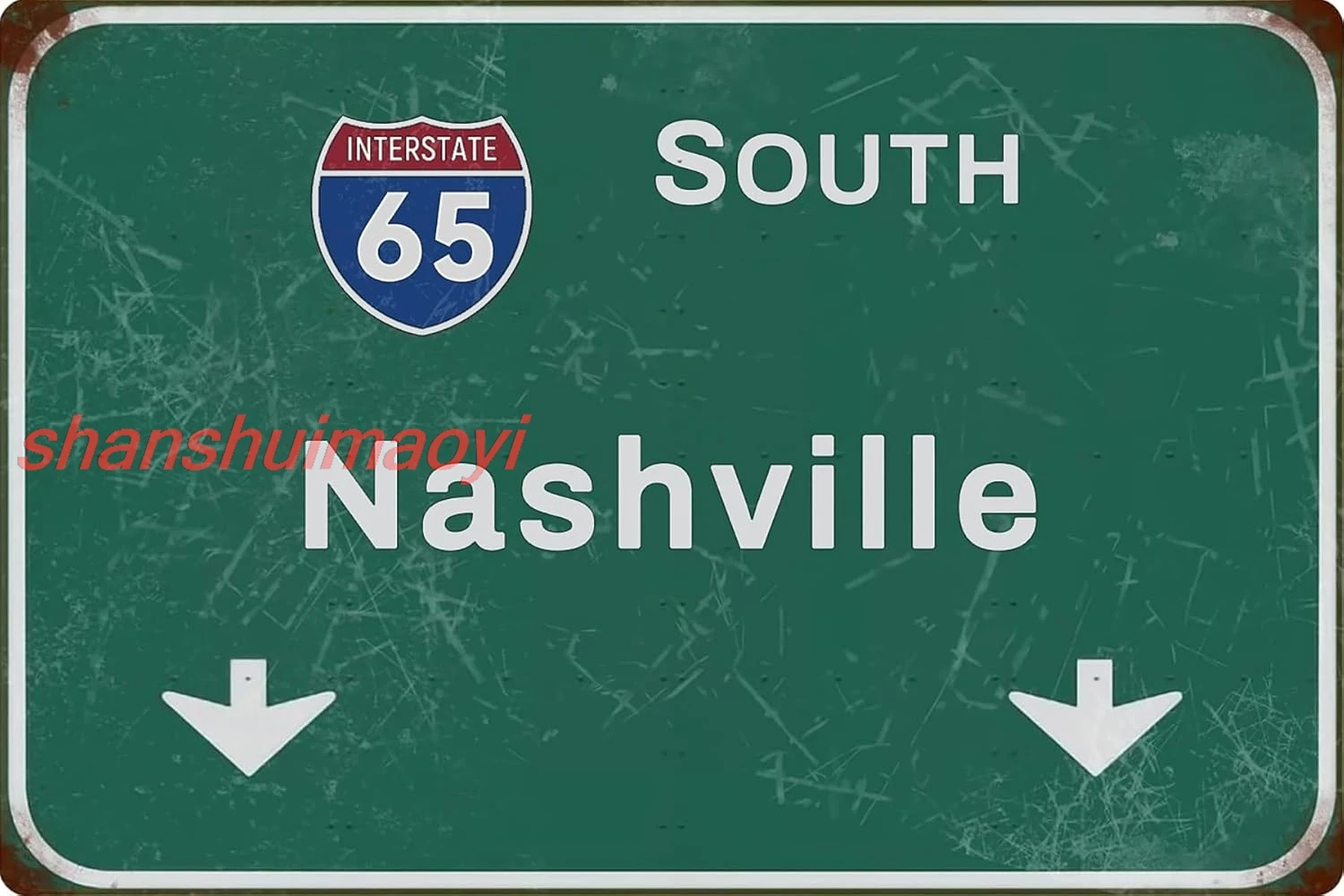 Funny Retro Tin Sign South Nashville Intercontinental 65 Directions Street Sign Airport Highway Vintage Metal Poster Decor f