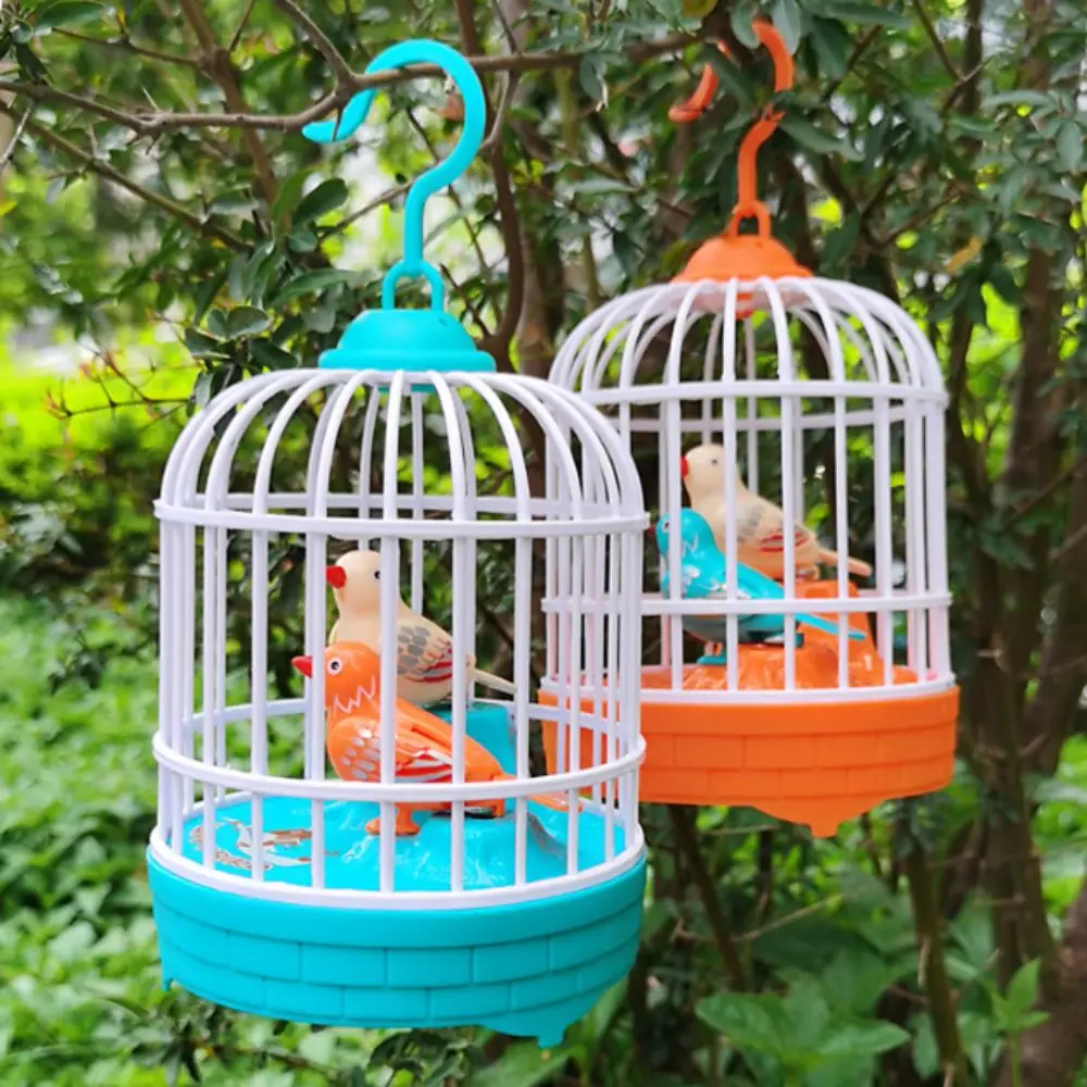 Sound Control Electric Bird Cage Realistic Voice Educational Talking Electric Bird Luminous Funny Simulation Bird Cage