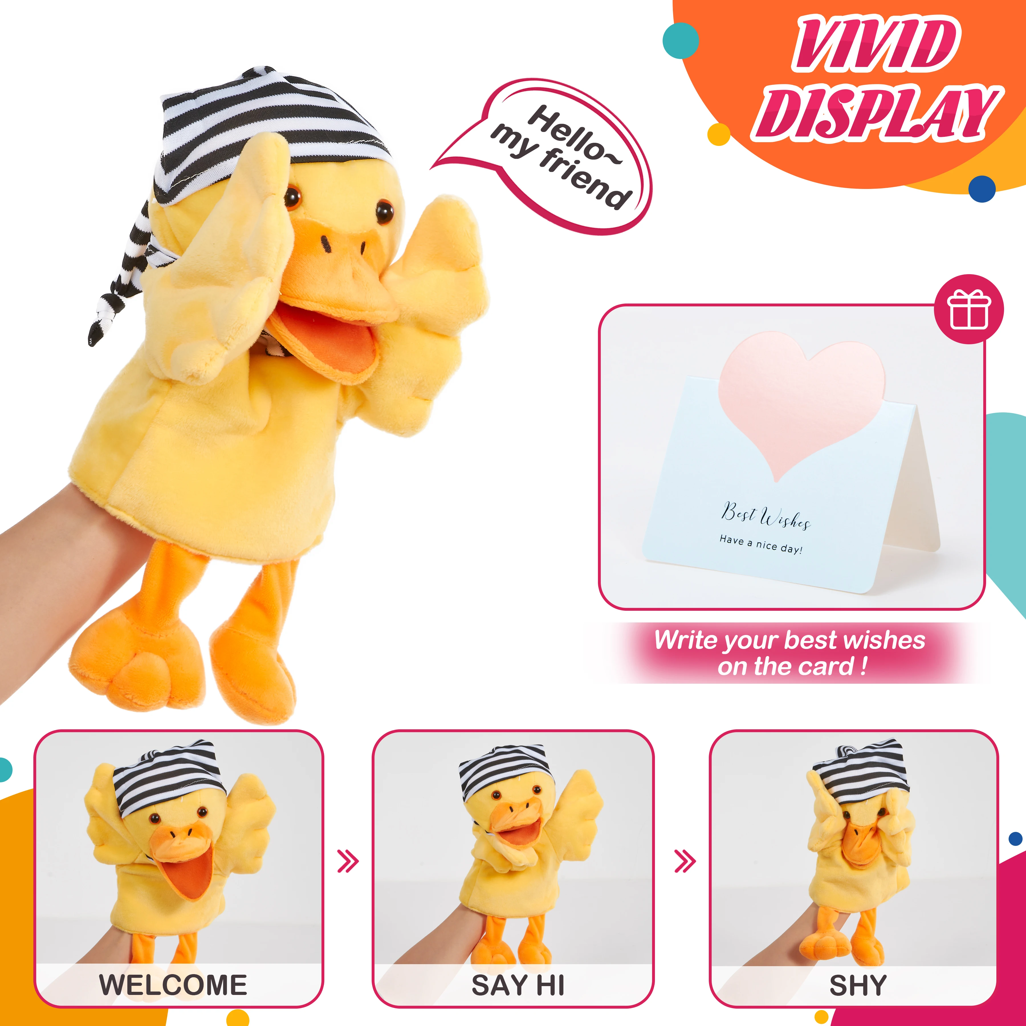 Schattige Eend Hand Pop Knuffels Klein Vogel Verjaardagscadeau Pop Hoge Kwaliteit Knuffels Kinderen Baby Educatie Speelgoed