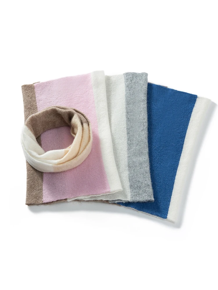 Neutral Cashmere Scarf Knitted Warmth Splicing for Men And Women Pure Color Versatile Winter Neck Warmer False Collar Protection