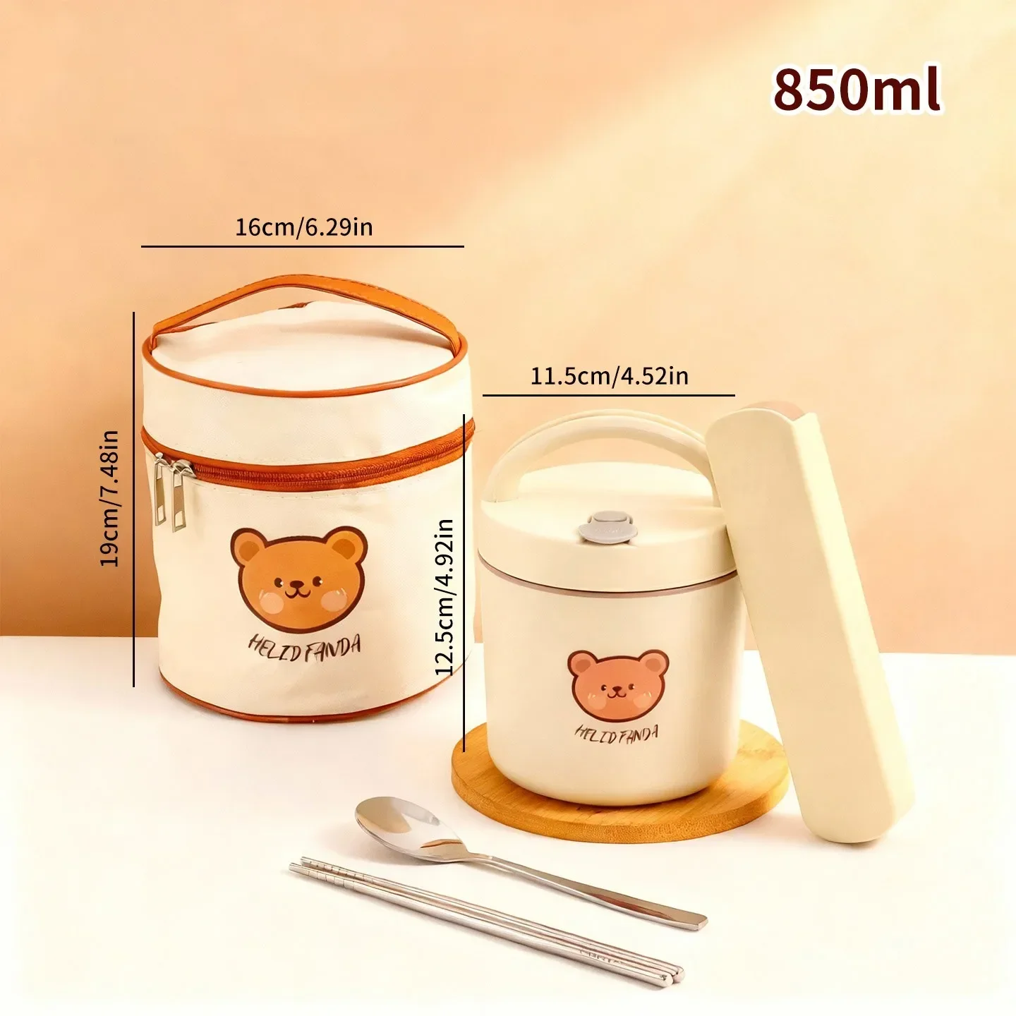 Thermische lunchbox met handvat, gemaakt van 316 roestvrij staal, geïsoleerd, lekvrij, geschikt voor kinderen, en kan in de magnetron worden gebruikt. ﻿