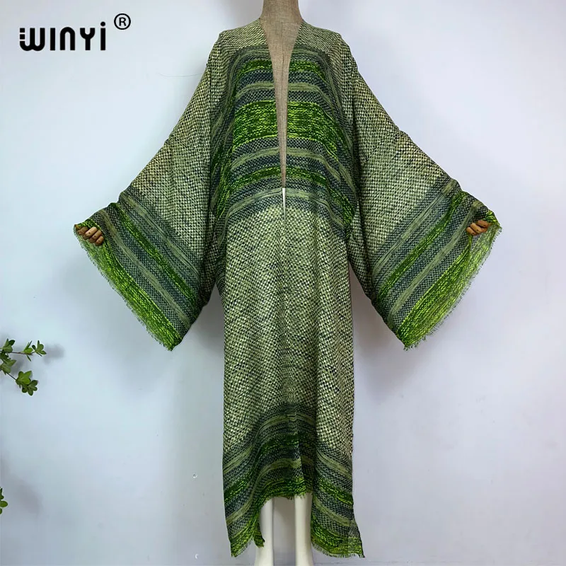 Kimono WINYI letni nadruk kaftany boho dla kobiet elegancki kardigan seksowna wakacyjna odzież plażowa maxi strój kąpielowy wieczorowy