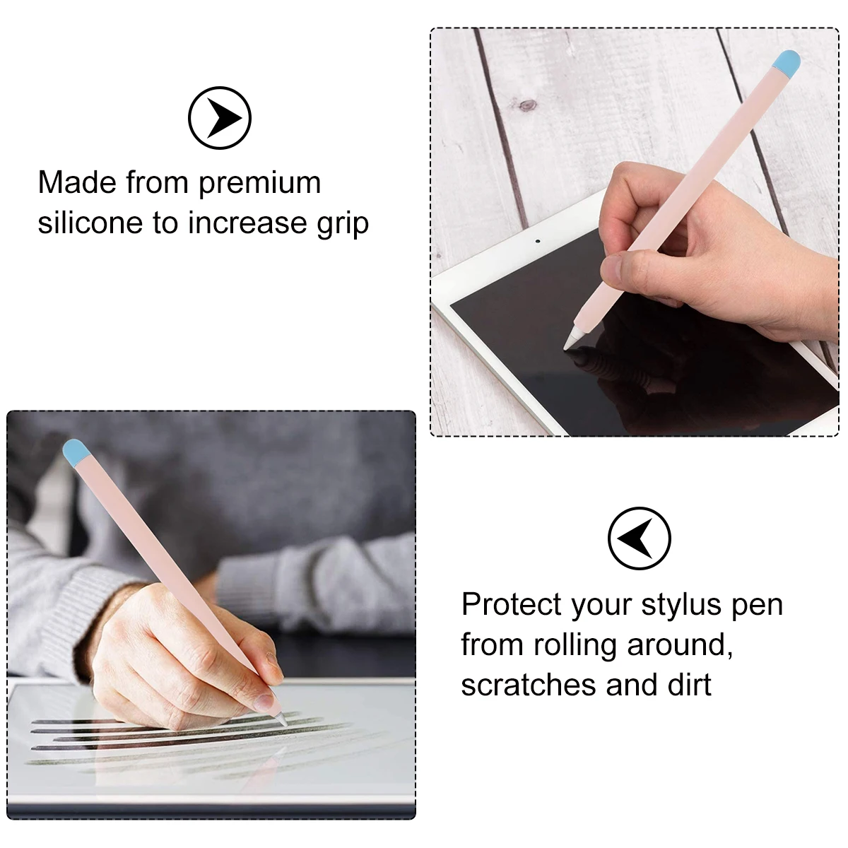 

Dual-Tone Stylus Pen Cover Silicone Protective Sleeve Non-Slip Grip Comfortable For Pencil 2 Scratch Dirt Resistant