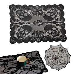 Halloween Decorations Table Placemats Coasters Skeleton Lace Placemat Spiderweb Cobweb Decorative Halloween Kitchen Decor