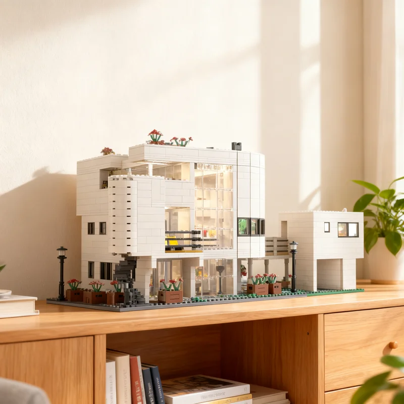 5128pcs MOC Modular Buildings Saltzman House of Richard Meier Model Christmas Gift Creative Tabletop Ornament