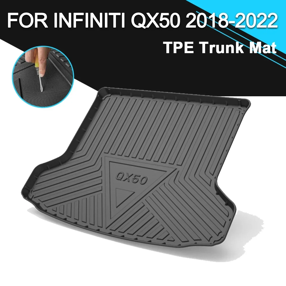 

Car Rear Trunk Cover Mat Non-Slip Waterproof Rubber TPE Cargo Liner Accessories For Infiniti QX50 2018-2022