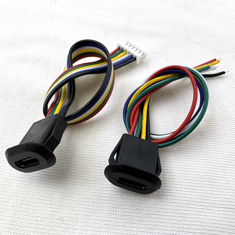 PH2.0 6-Pin Typ-C Buchsenkabel für Panelmontage, Direktpressverschluss, Unterstützt Datenübertragung & PD-Schnellladung mit D+ D- CC1 CC2 – Detail 4