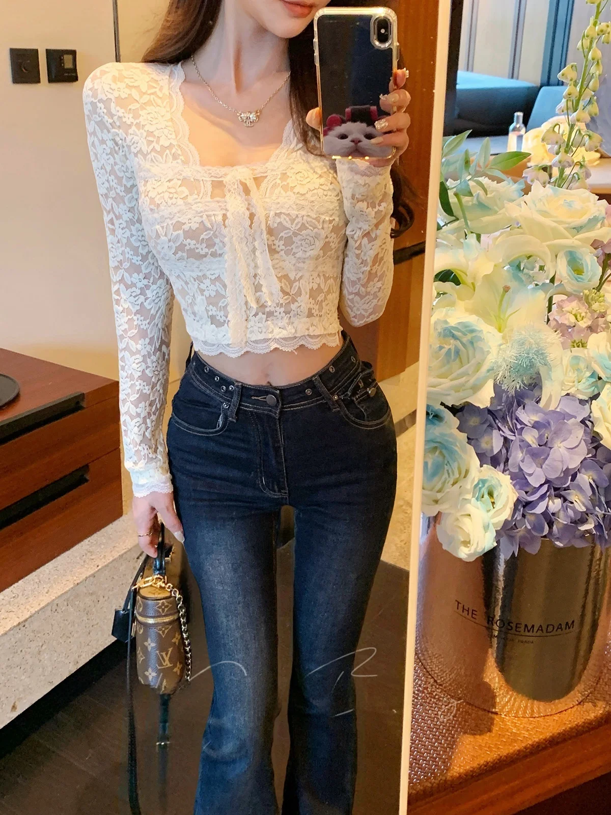 

Джинсы женские с высокой талией, вышитые, весенние, новые, облегающие, расклешенные, с эффектом подтяжки ягодиц, универсальные, из эластичного хлопкового денима