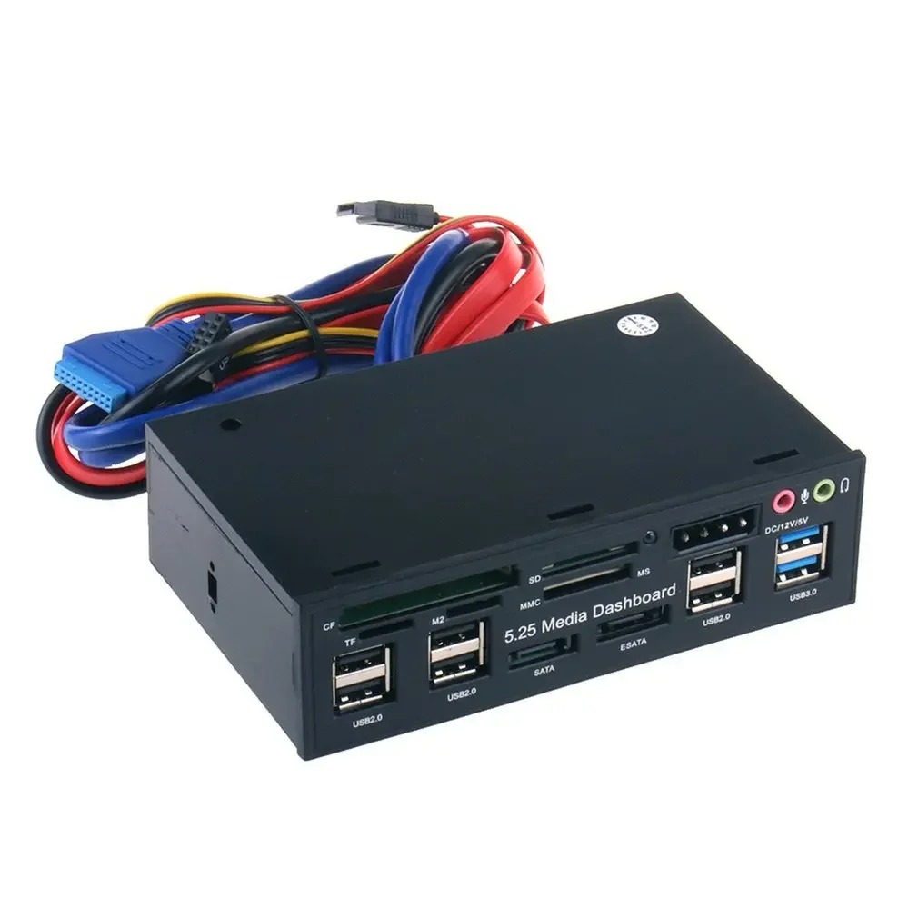 5.25 "Pc z przodu Panel kontrolny Media Usb 3.0 Hub Audio Esata czytnik kart napęd optyczny pulpitu wielofunkcyjny Panel 525E — zdjęcie produktu 4