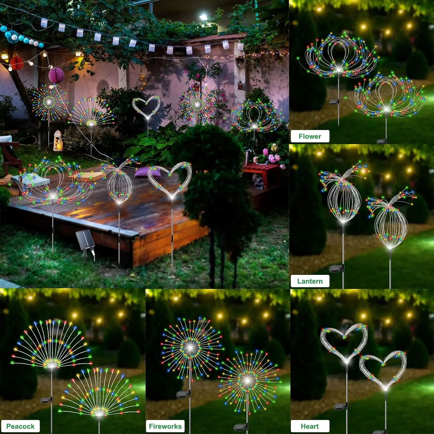 Feux d'artifice solaires étanches pour l'extérieur, lumières de jardin à 200 LED, Staragite, décoration de Rotterdam, 8 modes d'éclairage, 2 pièces