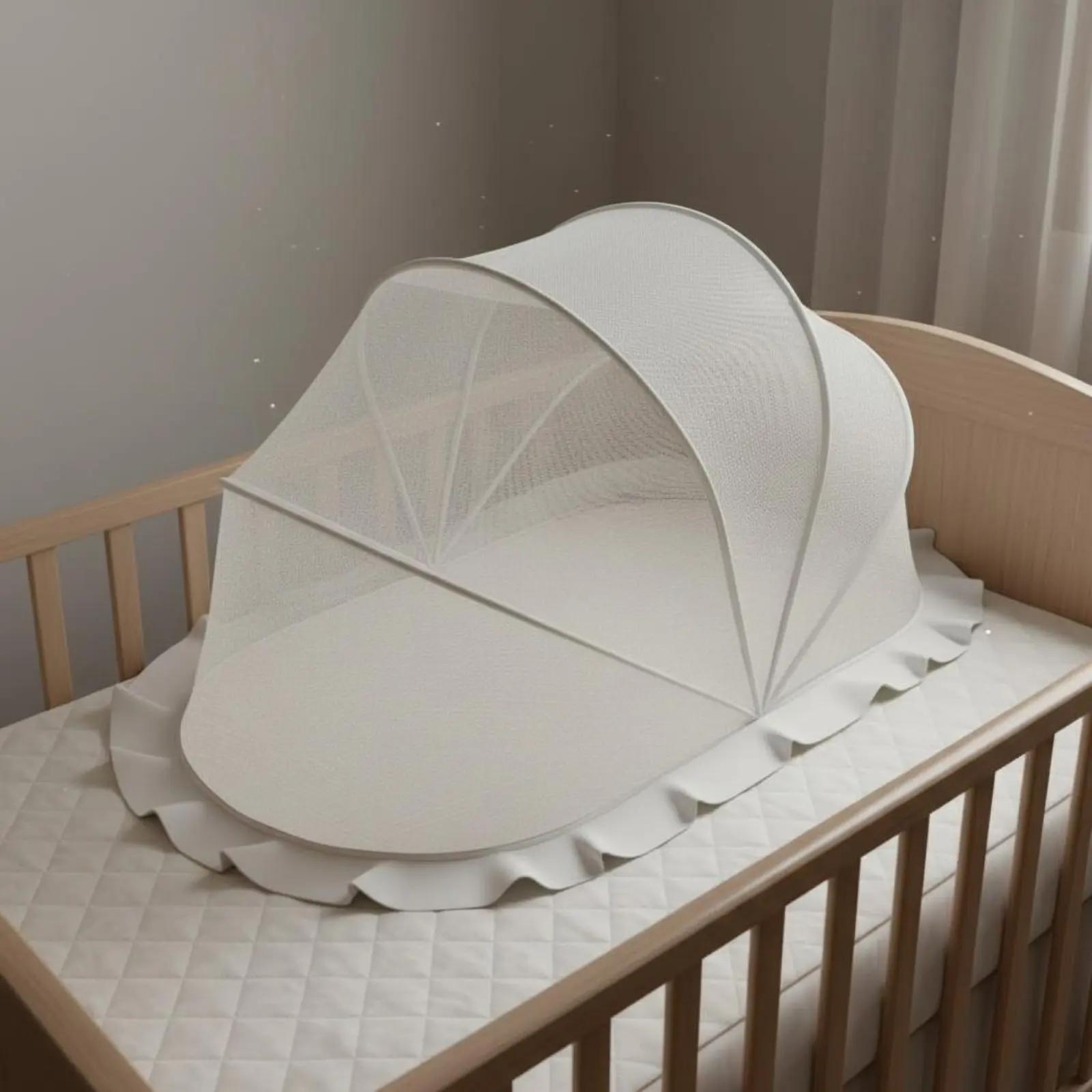 Foldable Baby Bug Net Dense Mesh Full Cover Crib Net Portable 360 Degree Protection for Babies