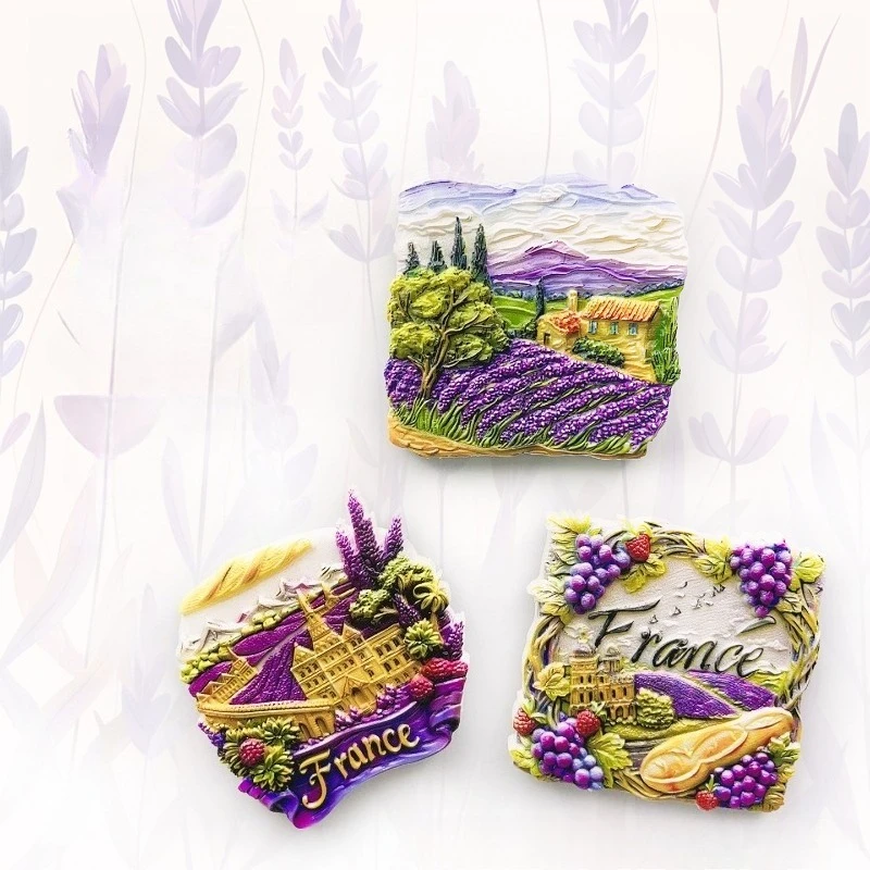 French Refrigerator Magnets Home Decor Lavender Hot Item Creative Three-dimensional Wall Cultural and Creative Ins Advanced