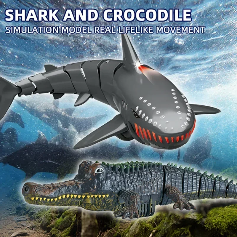 Animal de controle remoto engraçado rc tubarão brinquedo banheira piscina brinquedos elétricos para crianças meninos coisas legais tubarões submarino brincadeira