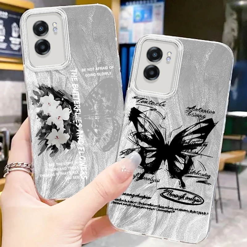 Butterfly Leisure Art For OPPO A79 A78 A58 A38 A16 A60 A53 A92 A72 A52 A74 A55 A54 A94 5G Feather Yarn Funda Phone Case