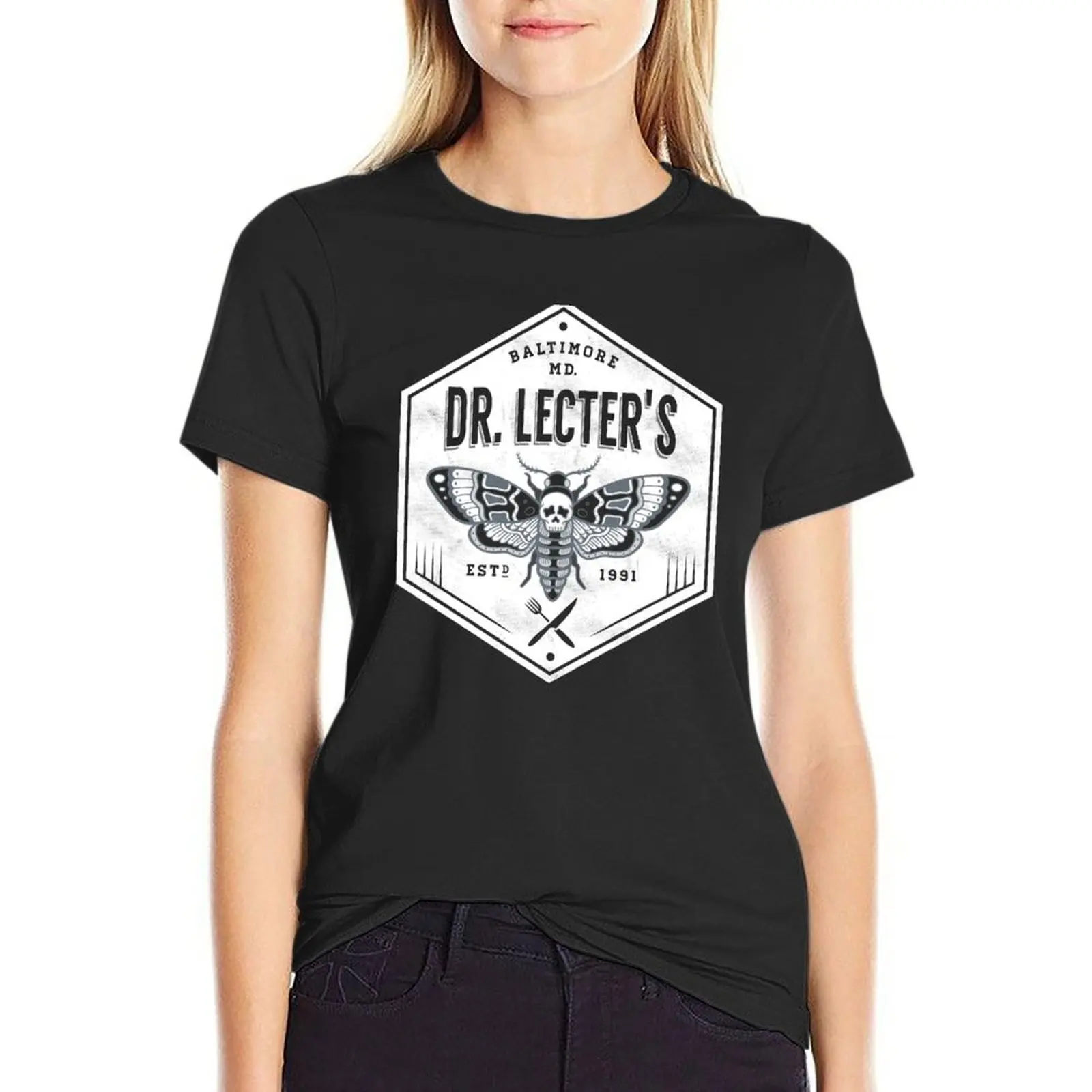 Dr. Lecter's - Death's Head Moth - Horror T-Shirt tees Blouse plus size t shirts for Women loose fit